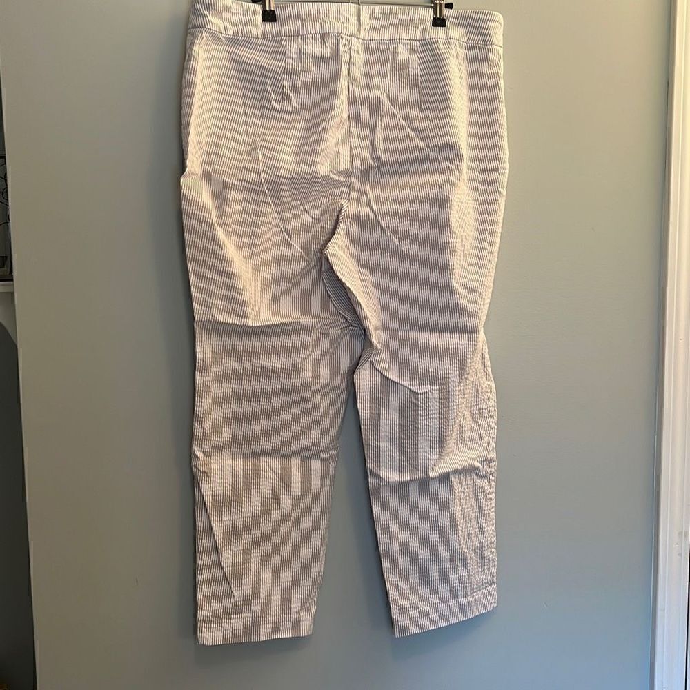 Carolina Belle Montreal Women’s Gray and White Striped Seersucker Pull-On Pants - Picture 3 of 7